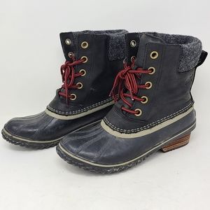 Sorel Womens Slimpack Lace II 2 Leather Winter Boots NL2348-010 Size 10 Black